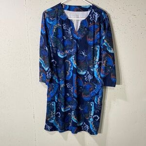 Blue Floral-Print Women’s Dress/ Swimsuit cover up